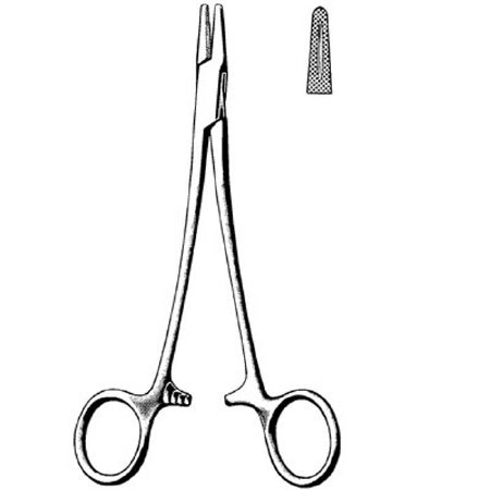 Sklar Surgi-OR Needle Holder 5-1/4 Inch Straight Serrated Tip Finger Ring Handle - 95-842