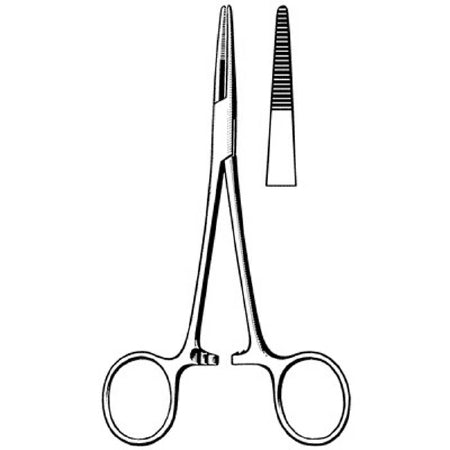 Surgi-OR - Hemostatic Forceps Kelly 5-1/2 Inch Length Mid Grade Stainless Steel NonSterile Ratchet Lock Finger Ring Handle Straight Serrated Tips - 95-436