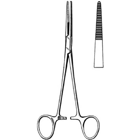 Surgi-OR - Hemostatic Forceps Rankin-Kelly 6-1/4 Inch Length Mid Grade Stainless Steel NonSterile Ratchet Lock Finger Ring Handle Straight Serrated Jaws - 95-465