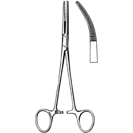 Sklar Surgi-OR Hemostatic Forceps Rankin-Kelly 6-1/4 Inch Mid Grade Stainless Steel NonSterile Ratchet Lock Finger Ring Handle Curved Serrated Jaws - 95-469