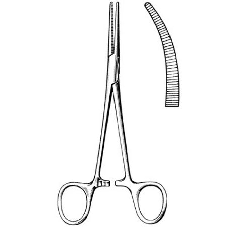 Sklar Surgi-OR Hemostatic Forceps Crile 5-1/2 Inch Mid Grade Stainless Steel NonSterile Ratchet Lock Finger Ring Handle Curved Serrated Tips - 95-452