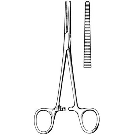 Surgi-OR - Hemostatic Forceps Crile 6-1/4 Inch Length Mid Grade Stainless Steel NonSterile Ratchet Lock Finger Ring Handle Straight Serrated Tips - 95-458