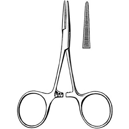 Surgi-OR - Hemostatic Forceps Hartmann-Mosquito 3-1/2 Inch Length Mid Grade Stainless Steel NonSterile Ratchet Lock Finger Ring Handle Straight Serrated Tip - 95-409