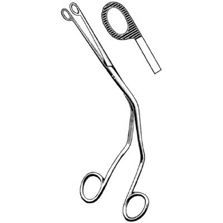 Sklar Surgi-OR Catheter Forceps Magill 10 Inch Mid Grade Stainless Steel NonSterile NonLocking Finger Ring Handle Straight Ring, Serrated Tip - 95-289