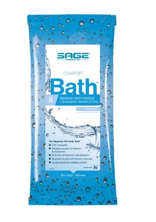 Sage Products Comfort Bath Premium Heavyweight Bath Wipe Soft Pack Purified Water / Methylpropanediol / Glycerin / Aloe Scented 8 Count - 7900