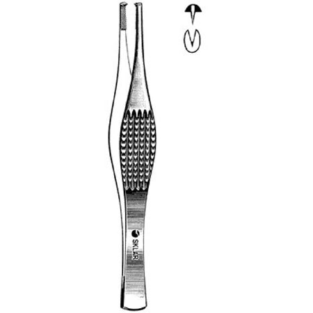 Sklar Sklar Tissue Forceps Ferris-Smith 7 Inch Surgical Grade Stainless Steel NonSterile NonLocking Thumb Handle Straight Serrated Tips w/1 X 2 Teeth - 47-1470