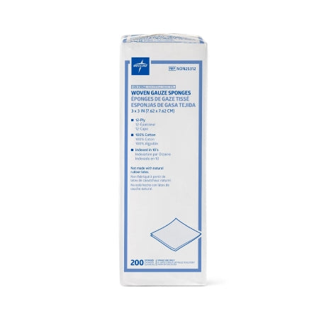 Medline - Gauze Sponge Cotton 12-Ply 3 X 3 Inch Square NonSterile - NON25312