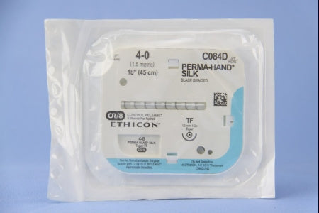 J & J Healthcare Systems Perma-Hand Suture with Needle Nonabsorbable Coated Black Suture Braided Silk Size 4-0 18 Inch Suture 1-Needle 13 mm Length 1/2 Circle Taper Point Needle - N267H