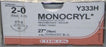 J & J Healthcare Systems Monocryl Suture with Needle Absorbable Uncoated Violet Suture Monofilament Poliglecaprone Size 2-0 27 Inch Suture 1-Needle 26 mm Length 1/2 Circle Taper Point Needle - Y333H