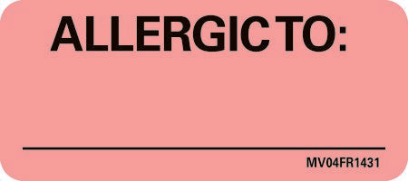 MedVision - Pre-Printed Label Allergy Alert Fluorescent Red Plastic Allergic To: Black Alert Label 1 X 2-1/4 Inch - MV04FR1431