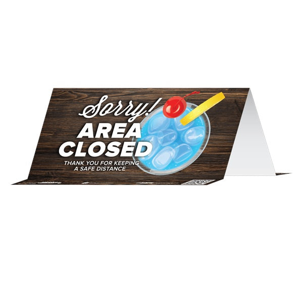 BeSafe Messaging Food Service Table Tents- Blue, 8" x 3.875", Pack of 10