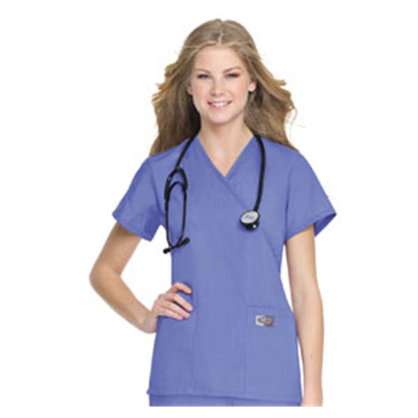 Landau Uniforms Shirt Scrub 70224 Faux Wrap Womens X-Small Ceil Blue Ea - 70224BCP XS
