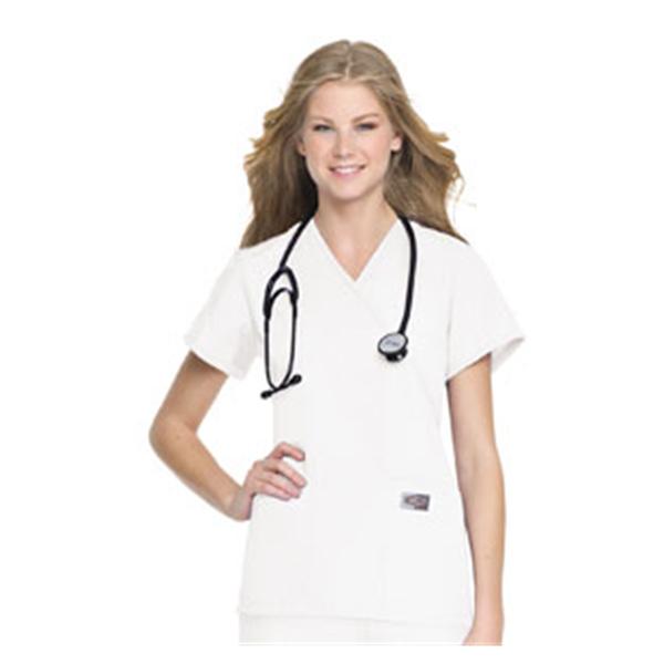 Landau Uniforms Shirt Scrub 70224 Faux Wrap Womens X-Small White Ea - 70224WHI XS
