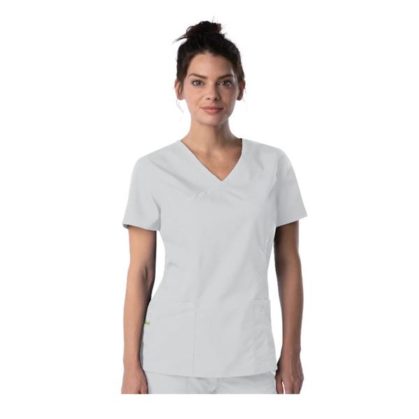 Landau Uniforms Shirt Scrub 70224 Faux Wrap Womens 2X Large White Ea - 70224-WHI-2X