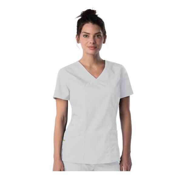 Landau Uniforms Shirt Scrub 70224 Faux Wrap Womens 3X Large White Ea - 70224-WHI-3X