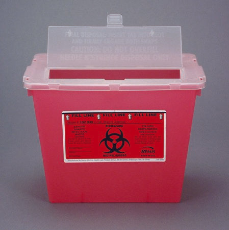 Bemis Healthcare Bemis Sentinel Phlebotomy Sharps Container 1-Piece 2 Gallon Red Vertical Entry Lid - 102 030
