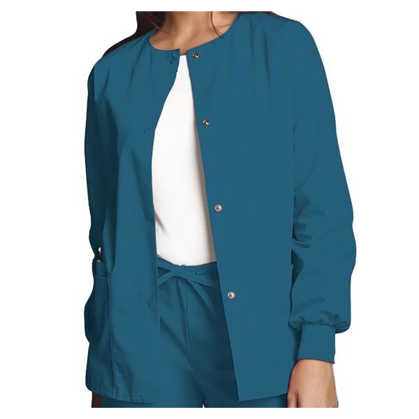 Cherokee Workwear Jacket Warm-Up 65% Polyester / 35% Cotton Womens Caribbean Blue Md 3 Pockets Ea - 4350-CARW-M