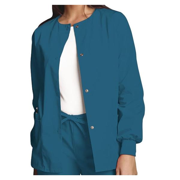 Cherokee Workwear Jacket Warm-Up 65% Polyester / 35% Cotton Womens Caribbean Blue Sm 3 Pockets Ea - 4350-CARW-S