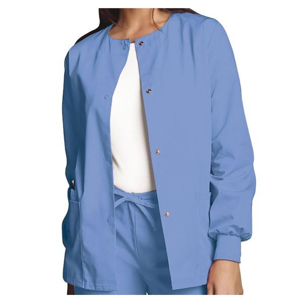 Cherokee Workwear Jacket Warm-Up 65% Polyester / 35% Cotton Womens Ceil Blue 3X Large 3 Pockets Ea - 4350-CIEW-3X