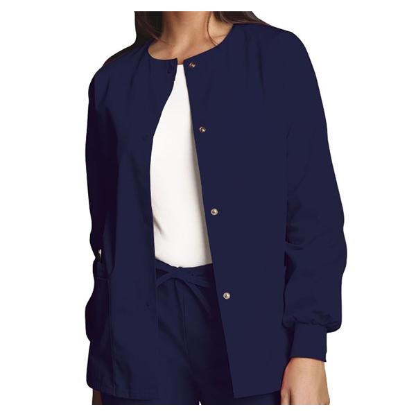 Cherokee Workwear Jacket Warm-Up 65% Polyester / 35% Cotton Womens Navy Small 3 Pockets Ea - 4350-NAVW-S