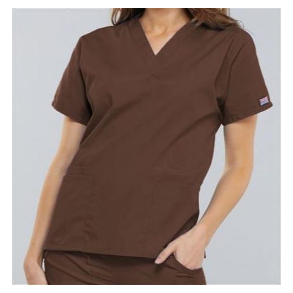 Cherokee Workwear Shirt Scrub Cherokee 4700 Womens 5X Large Chocolate Ea - 4700-CHCW-5X