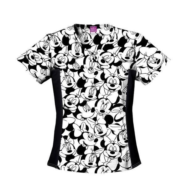 Cherokee Workwear Shirt Scrub 100% Cotton Womens Minnie Medium 2 Pockets Ea - 6875C-MKBM-M