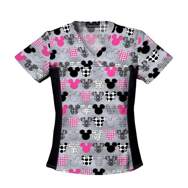 Cherokee Workwear Shirt Scrub 100% Cotton Womens Mickey 3X Large 2 Pockets Ea - 6875C-MKMK3X