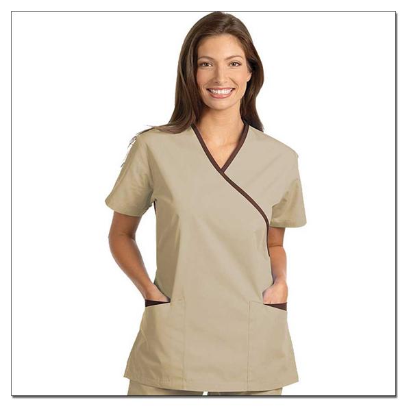 Fashion Seal Shirt Scrub Fashion Seal 7007 Womens Small Tan / Chocolate Ea - 7007-S
