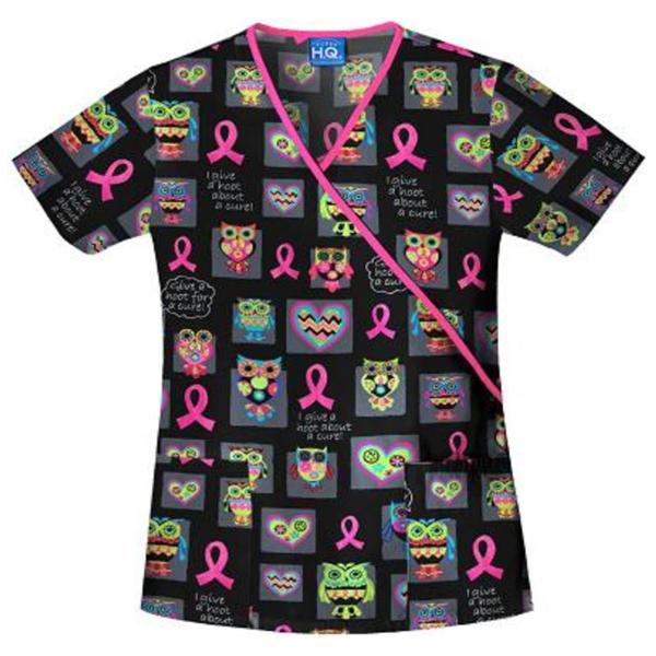 Scrub H.Q. Shirt Scrub 100% Cotton Womens I Give A Hoot Medium Non Reversible 2 Pockets Ea - 4826C-IGVE-M