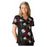 Cherokee Workwear Shirt Scrub 100% Cotton Womens Hello Kitty / Dots / Butterflies Lg 2 Pockets Ea - 6875C-HKDB-L