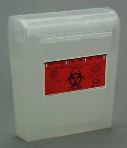 Bemis Healthcare Wall Safe Sharps Container 1-Piece 12 H X 11 L X 4-1/4 W Inch 5 Quart Translucent Horizontal Entry Lid - 150 020