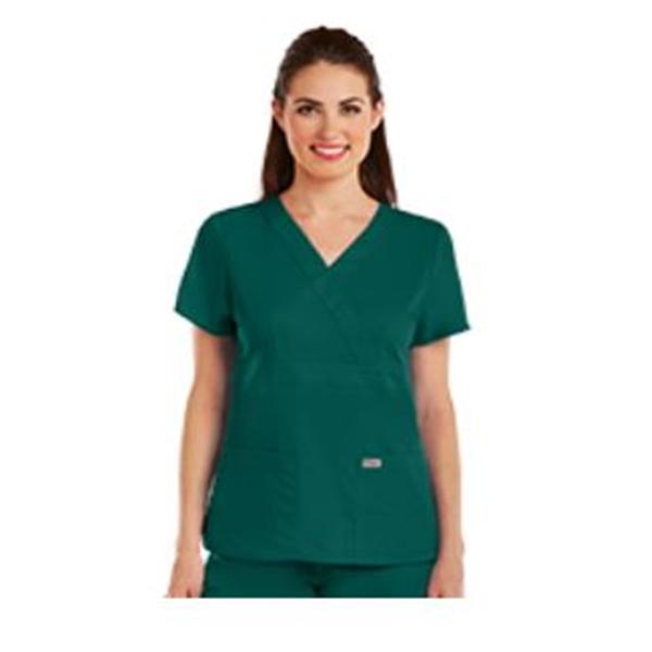 Grey's Anatomy (TM) Shirt Scrub Greys Anatomy 4153 Crossover Womens Large Hunter Each - 4153-37-L