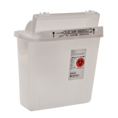 Cardinal SharpStar In-Room Sharps Container 1-Piece 12-1/2 H X 10-3/4 W X 5-1/2 D Inch 5 Quart Translucent Horizontal Entry Lid - 8506SA