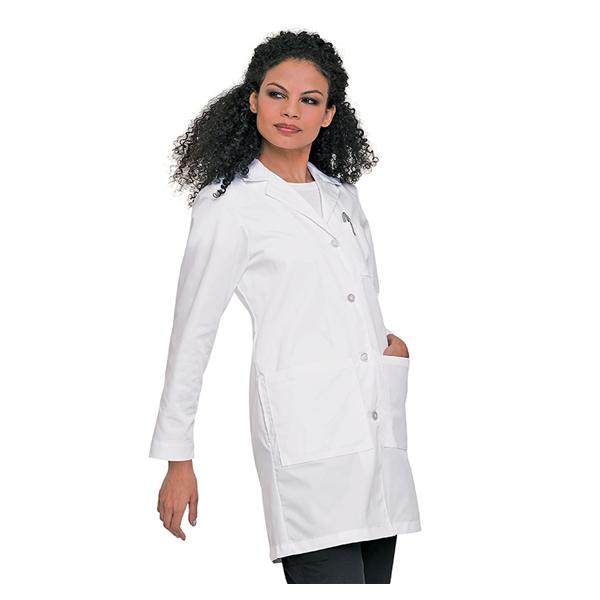 Landau Uniforms Lab Coat Full Length Polyester / Cotton Poplin Womens White Size 8 Ea - 3153-WWVC-8