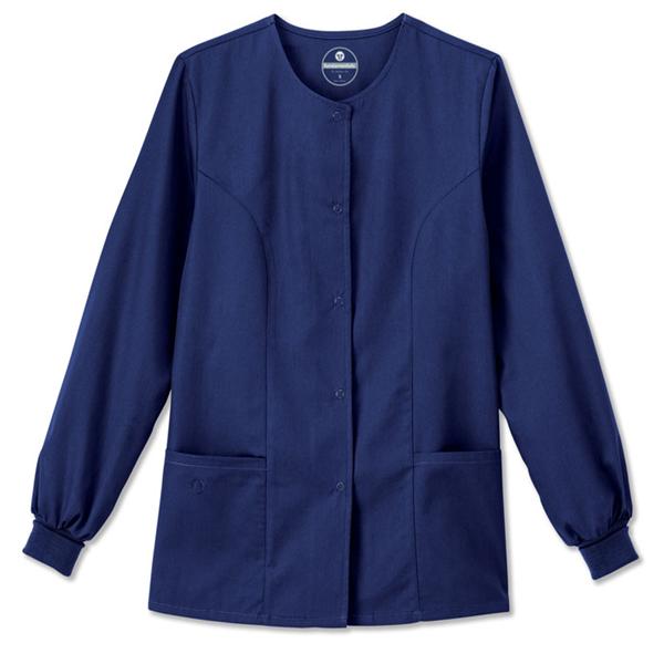White Swan Uniform. Jacket Warm-Up Poly/Ctn W Nvy Lg 28" 2Pckt Ea - 14740-014-L