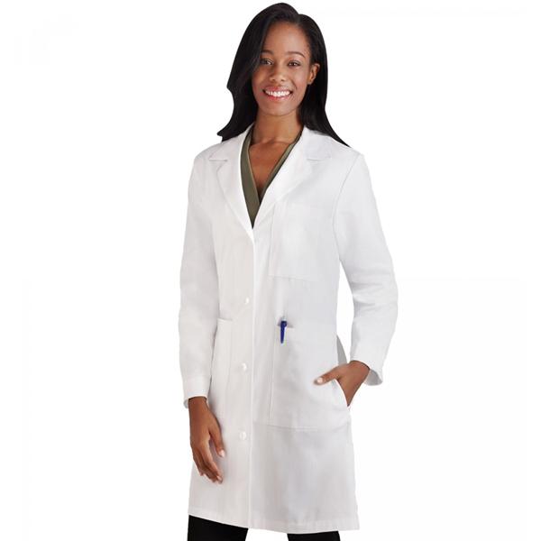 White Swan Uniform. Lab Coat 100% Easy Care Cotton Twill Womens White Size 8 38 In Ea - 763-011-8