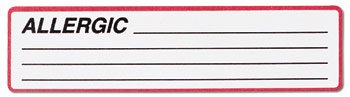 Carstens - Pre-Printed Label Allergy Alert Red / White Plastic Allergic / Lines Black Alert Label 1-3/8 X 5-3/8 Inch - 1646-01