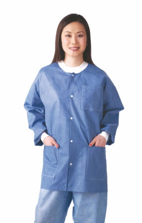 Medline - Lab Jacket Blue Large Hip Length Disposable - NONRP600L
