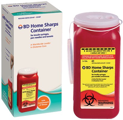 Becton Dickinson Sharps Container 2-Piece Red Vertical Entry Lid - 323487