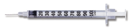 Becton Dickinson Ultra-Fine Insulin Syringe with Needle 1 mL 31 Gauge 5/16 Inch Attached Needle Without Safety - 328418