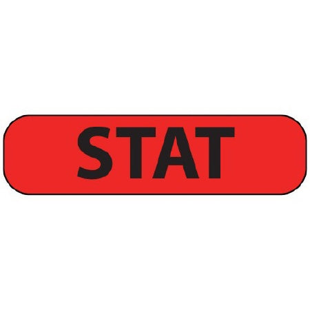 Precision Dynamics MedVision Pre-Printed Label Advisory Label STAT Fluorescent Red 3/8 X 1-7/16 Inch - V02FR0968