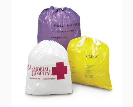 Medegen Medical Products LLC Patient Belongings Bag 4 X 19 X 20 Inch Polyethylene Drawstring Closure White - 3539