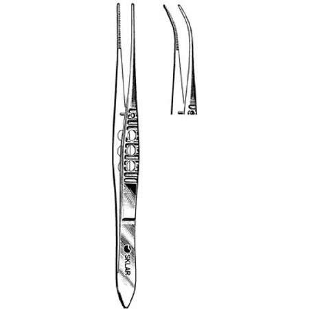 Sklar Dressing Forceps Iris 4 Inch Premium OR Grade Stainless Steel NonSterile NonLocking Thumb Handle Curved - 66-2942