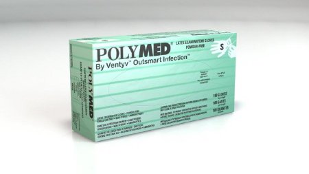 Ventyv Polymed Exam Glove Small NonSterile Latex Standard Cuff Length Fully Textured Ivory Not Chemo Approved - PM102
