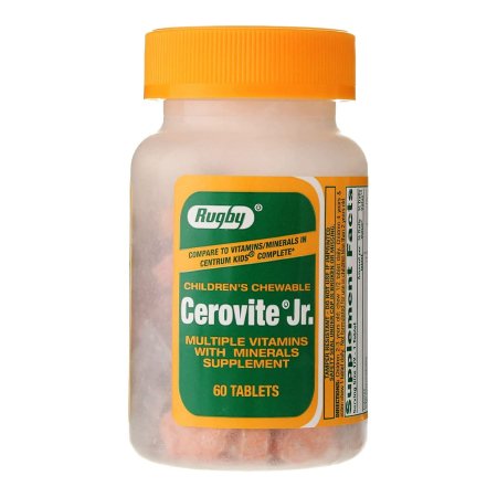 Cerovite Jr. - Multivitamin Supplement Vitamin A / Cholecalciferol / Calcium 3500 IU - 400 IU - 108 mg Strength Chewable Tablet 60 per Bottle Assorted Fruit Flavors - 00536344308