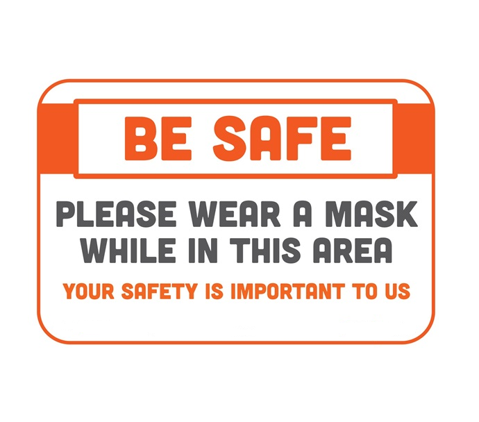 BeSafe Messaging Commercial Wall Decals - Orange & White, 6" x 9", Pack of 3
