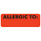 Tabbies Allergy Labels, "Allergic To:" Fluorescent Red - 3"W x 1"H, 250 per Roll - MAP3240