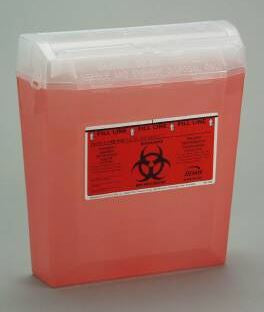 Bemis Healthcare Wall Safe Sharps Container 1-Piece 8 H X 11 L X 4-1/4 W Inch 3 Quart Translucent Red Horizontal Entry Lid - 125030