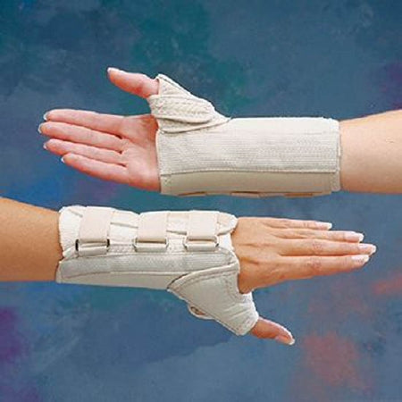 Rolyan D-Ring Original - Wrist Brace with Thumb Spica Aluminum / Cotton / Polyester Left Hand Beige Large - A6157