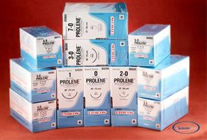 J & J Healthcare Systems Prolene Suture with Needle Nonabsorbable Uncoated Blue Suture Monofilament Polypropylene Suture Size 1 30 Inch Suture 1-Needle 48 mm Length 1/2 Circle Taper Point Needle - 8455H